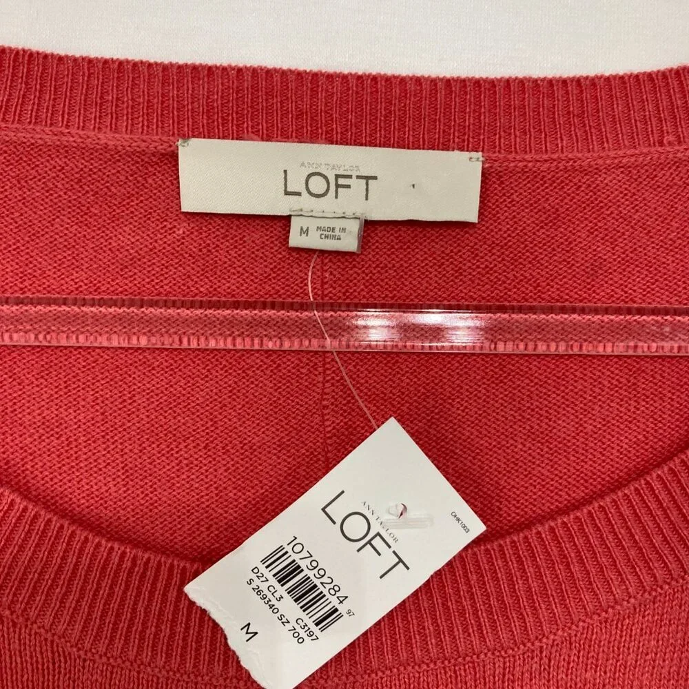 New Ann Taylor Loft Medium Orange Cashmere Blend‎ 3/4 Sleeve Light Knit Sweater